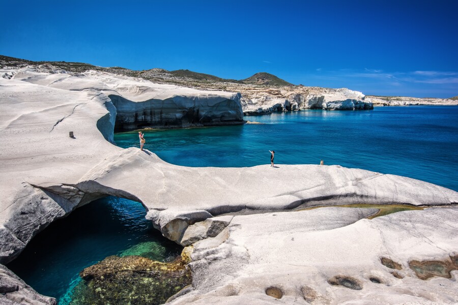 White rock formations at Sarakiniko, Milos